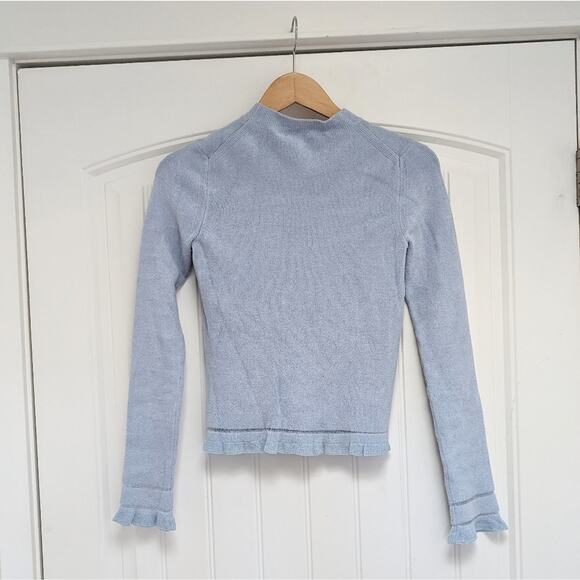 NWT Proenza Schouler White Label Blue Cropped Chenille Sweater, size S - Picture 5 of 7